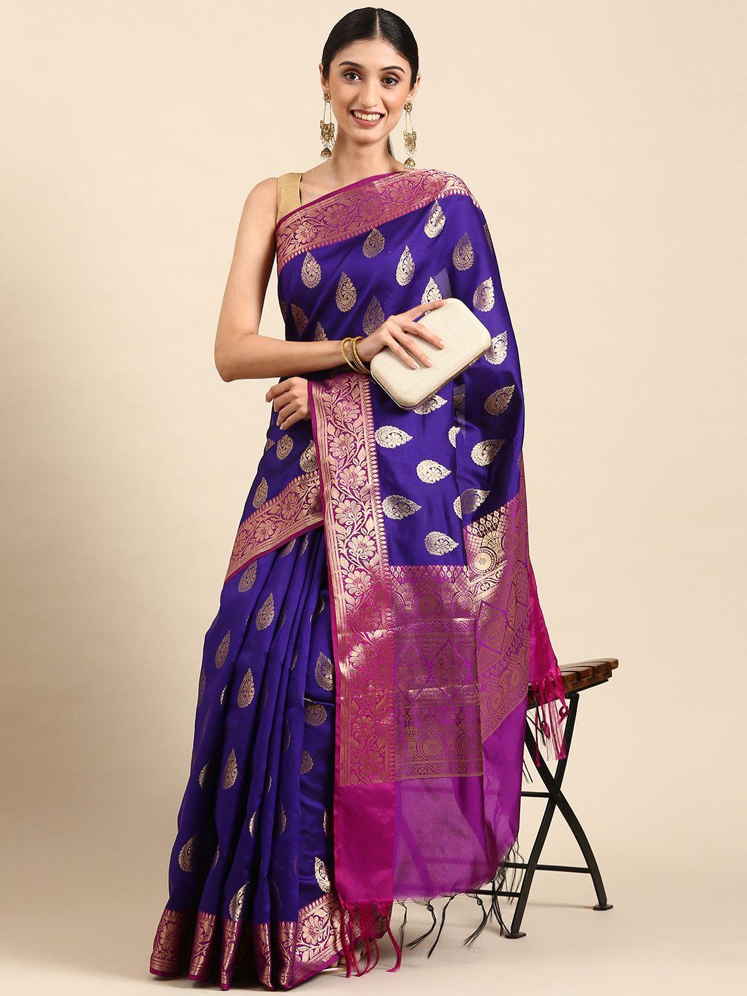 swatika ethnic motifs zari silk blend banarasi saree