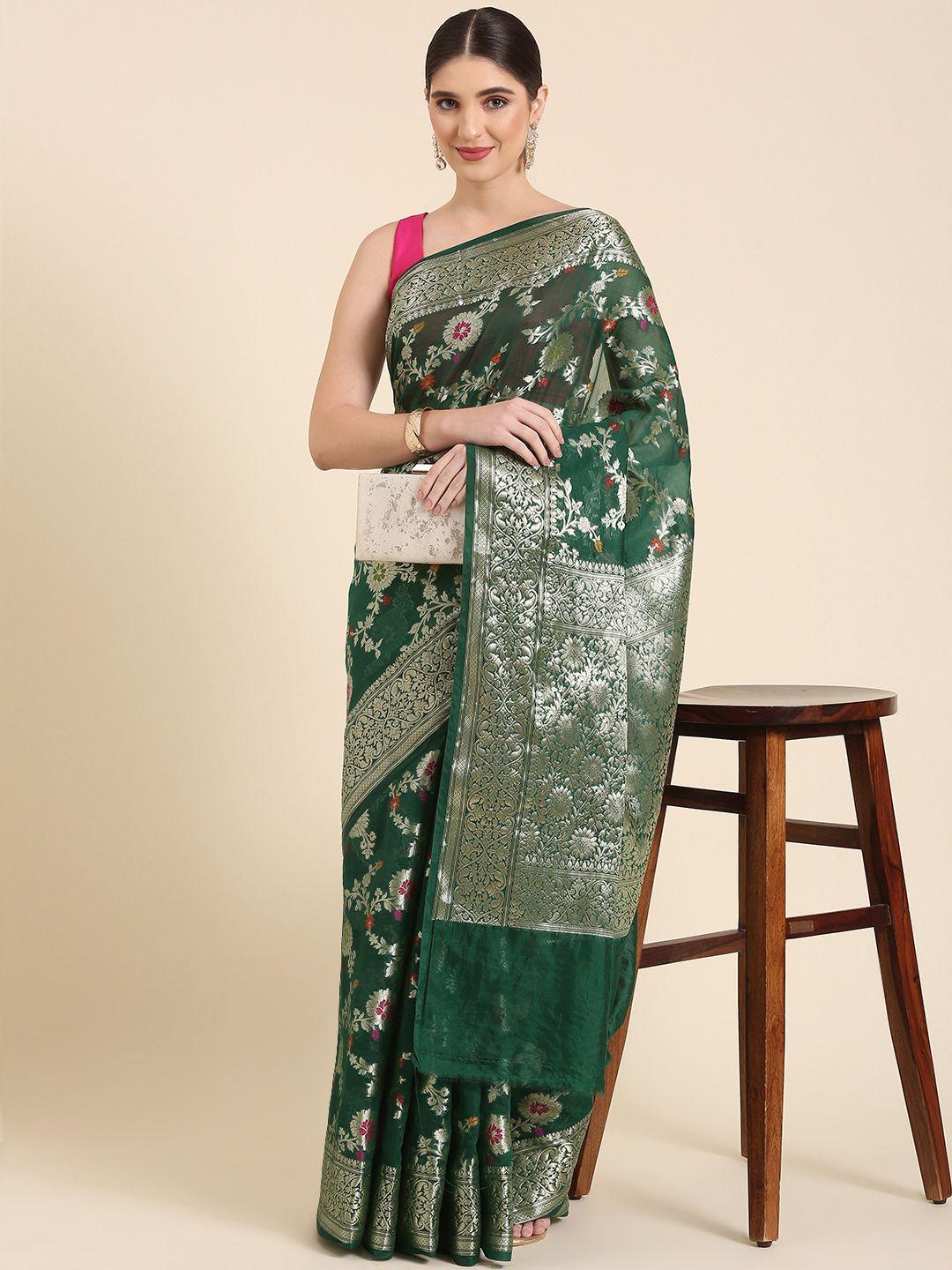 swatika woven design floral zari banarasi saree