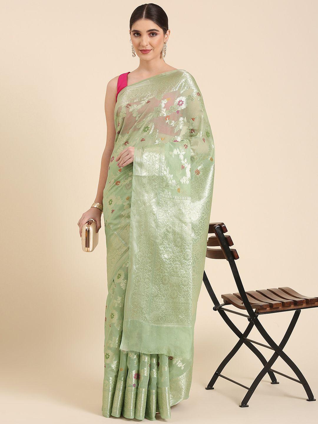 swatika woven design floral zari banarasi saree