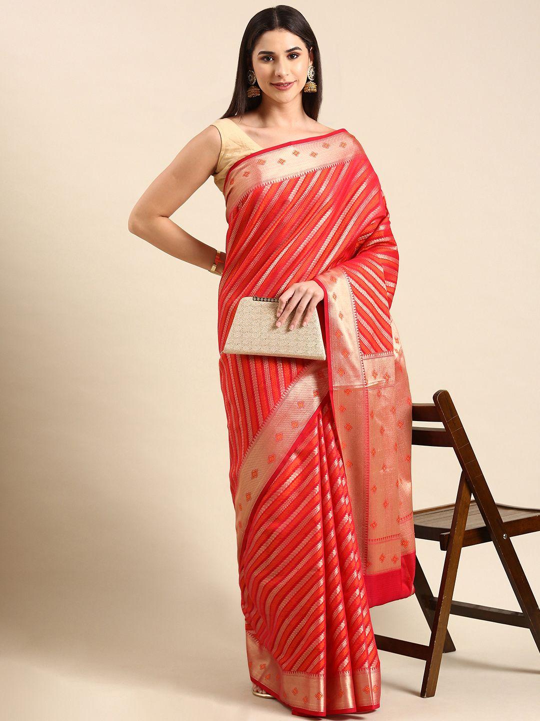 swatika woven design zari silk blend banarasi saree