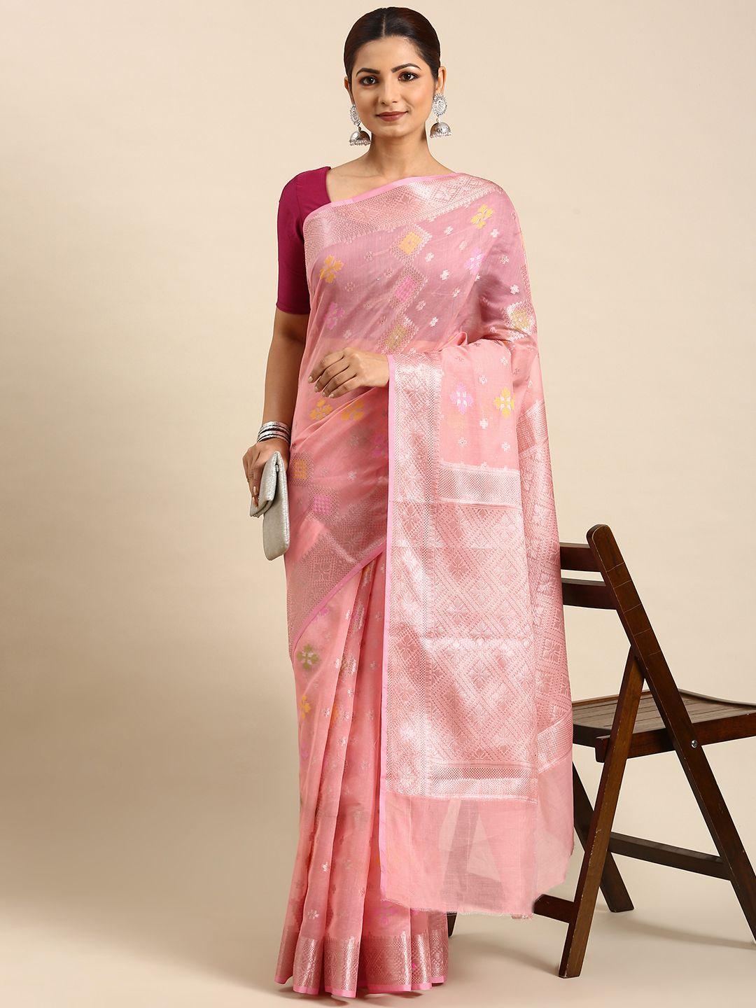 swatika woven design zari silk blend banarasi saree