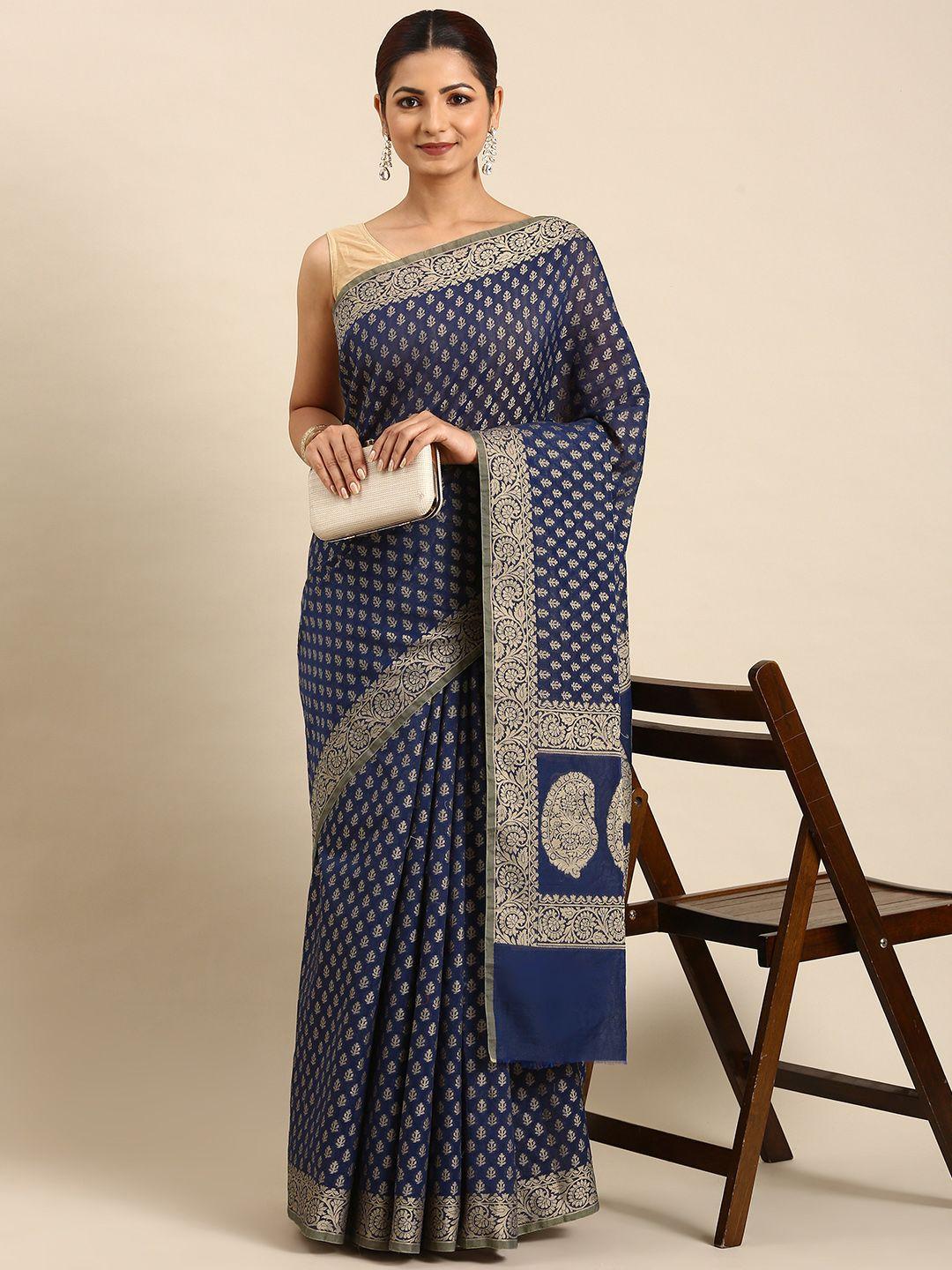 swatika woven design zari silk blend banarasi saree