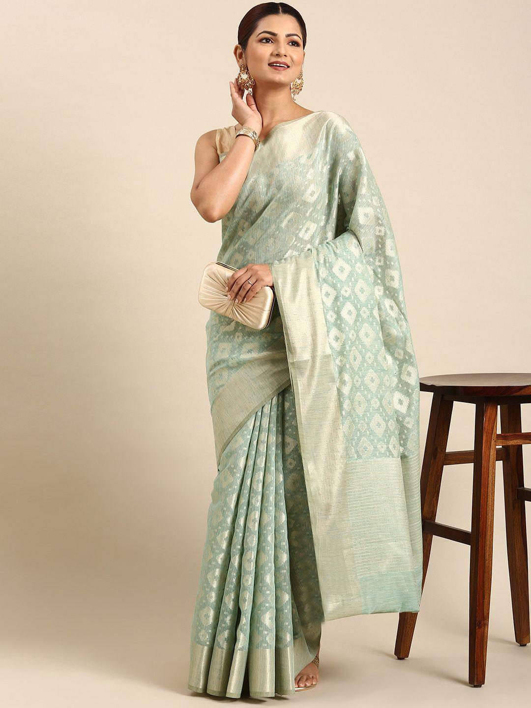 swatika woven design zari silk blend banarasi saree