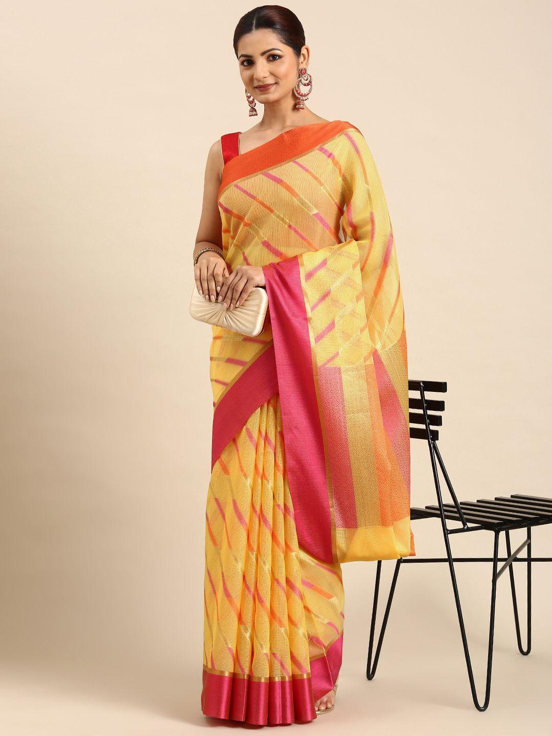 swatika woven design zari silk blend banarasi saree