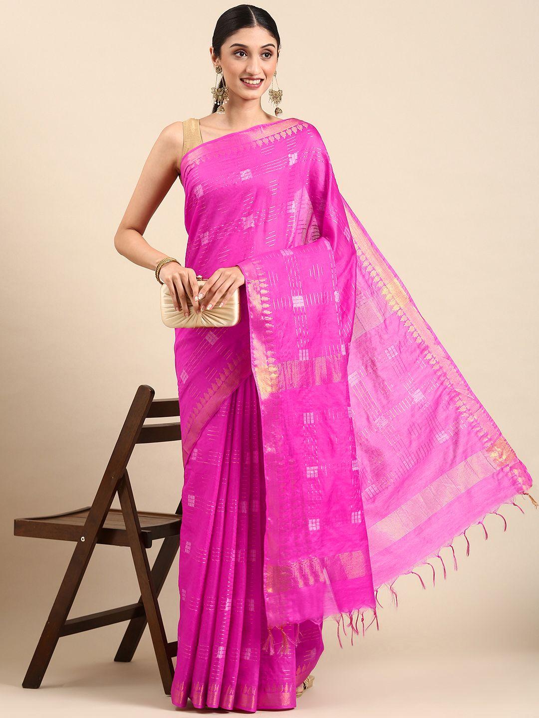 swatika woven design zari silk blend bhagalpuri saree