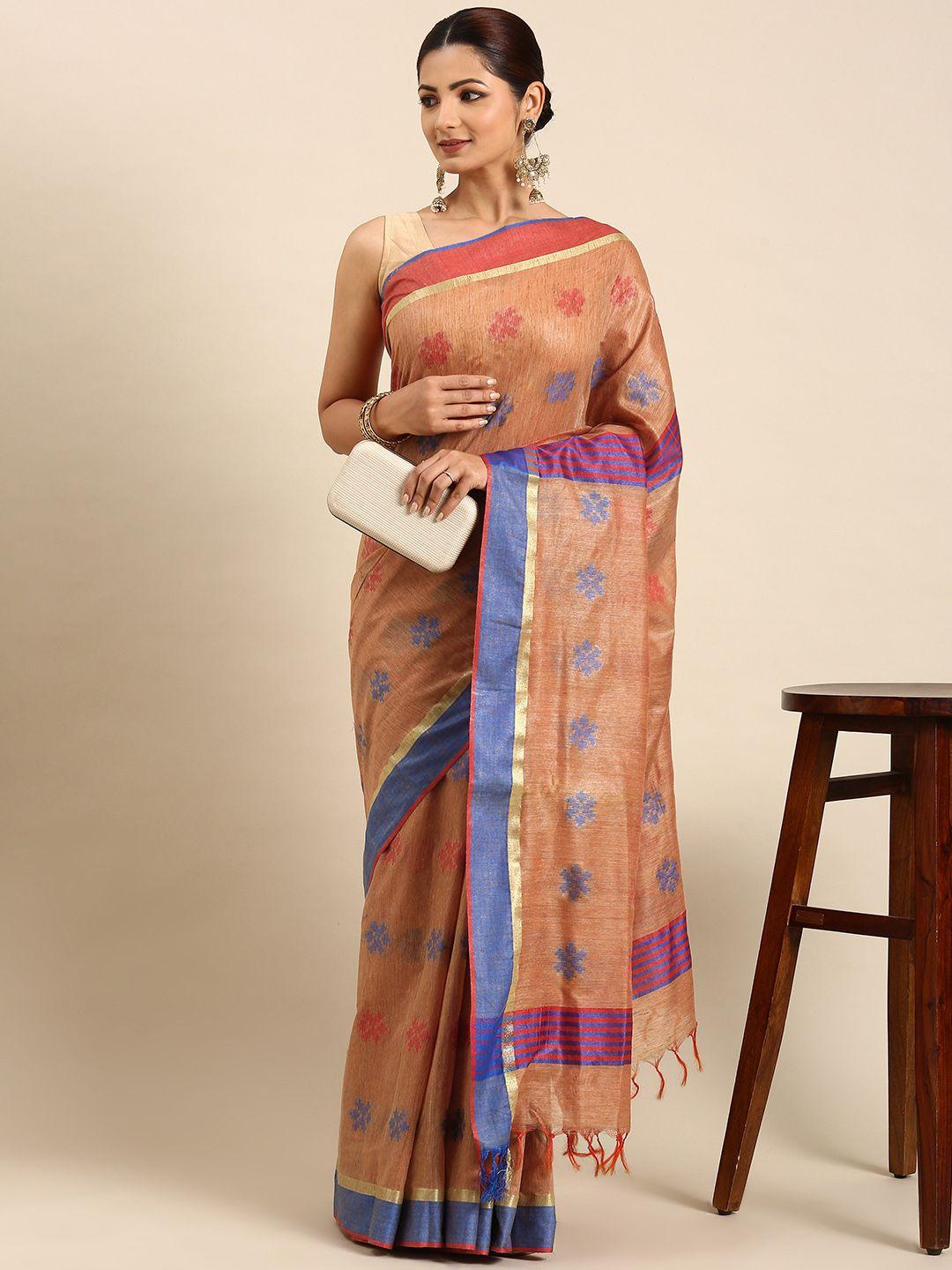 swatika woven design zari silk blend bhagalpuri saree