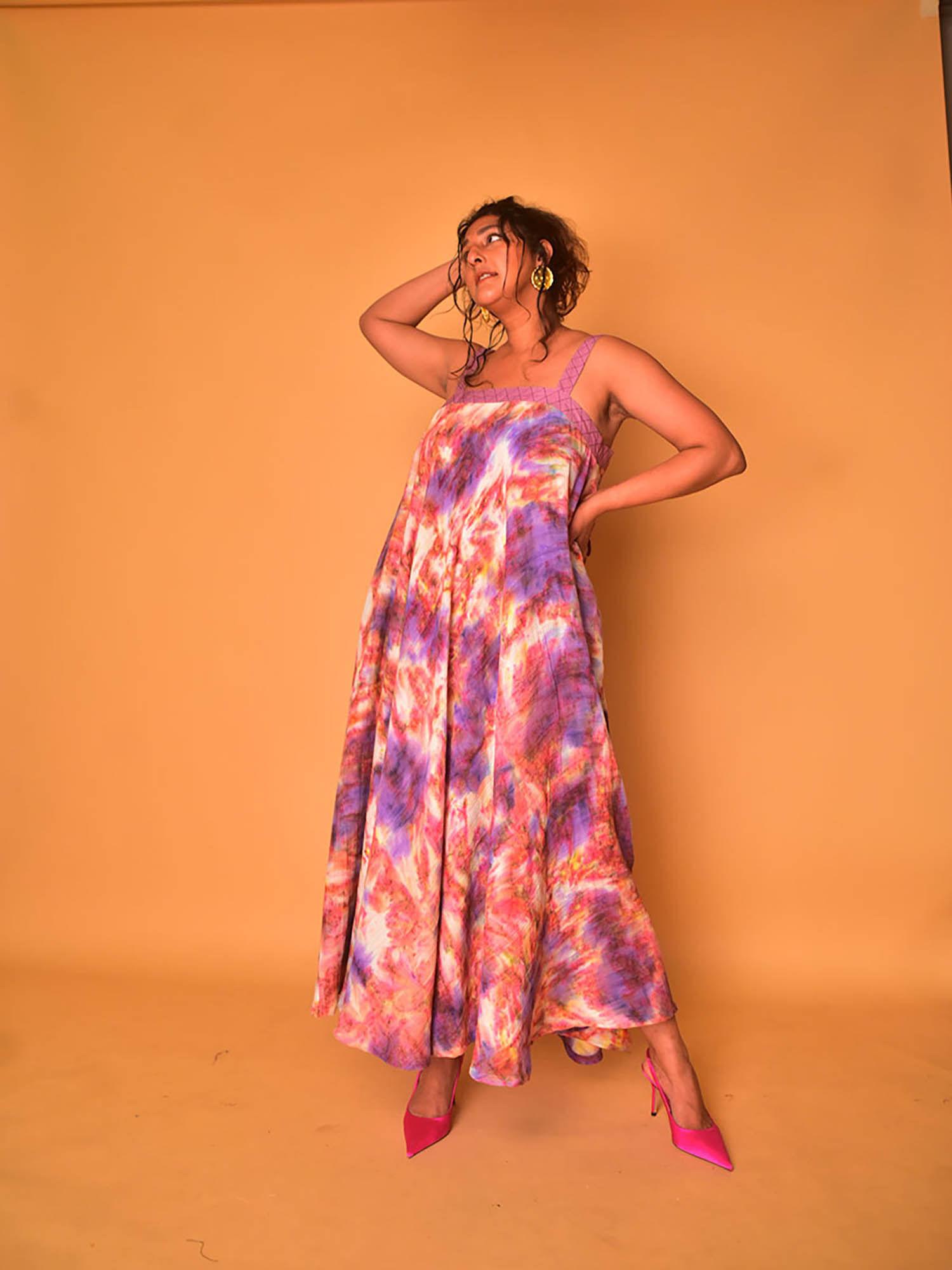 sway multi-color tie and dye maxi dress