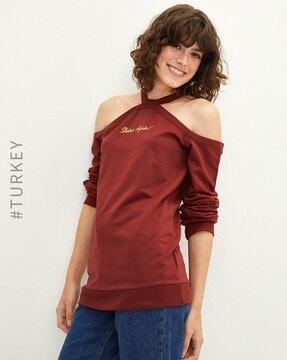 sweatshirt with cold-shoulder sleeves