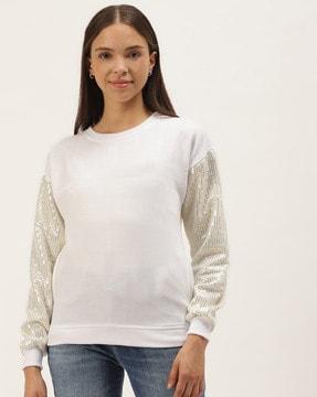 sweatshirt with embellished sleeves