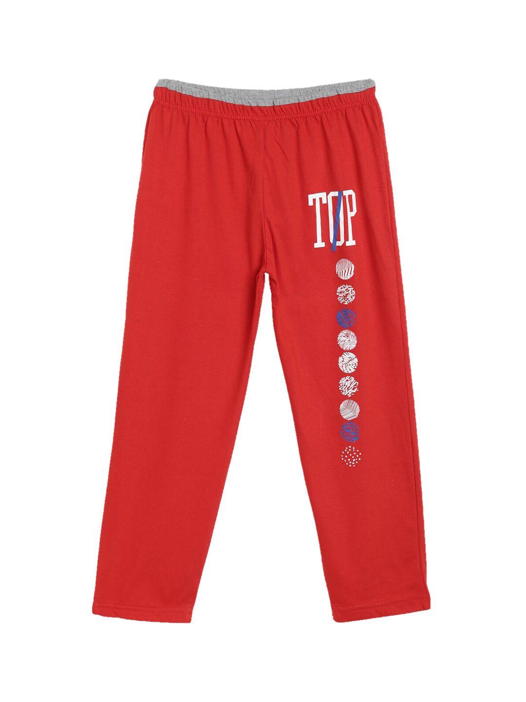sweet angel boys red  solid pure cotton relaxed-fit track pants