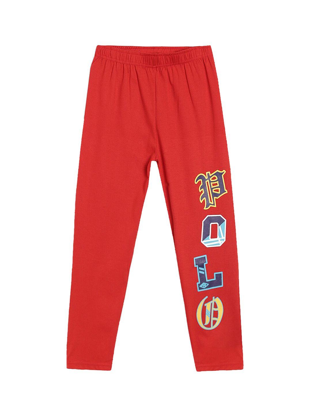 sweet angel boys red printed pure cotton relaxed-fit track pant