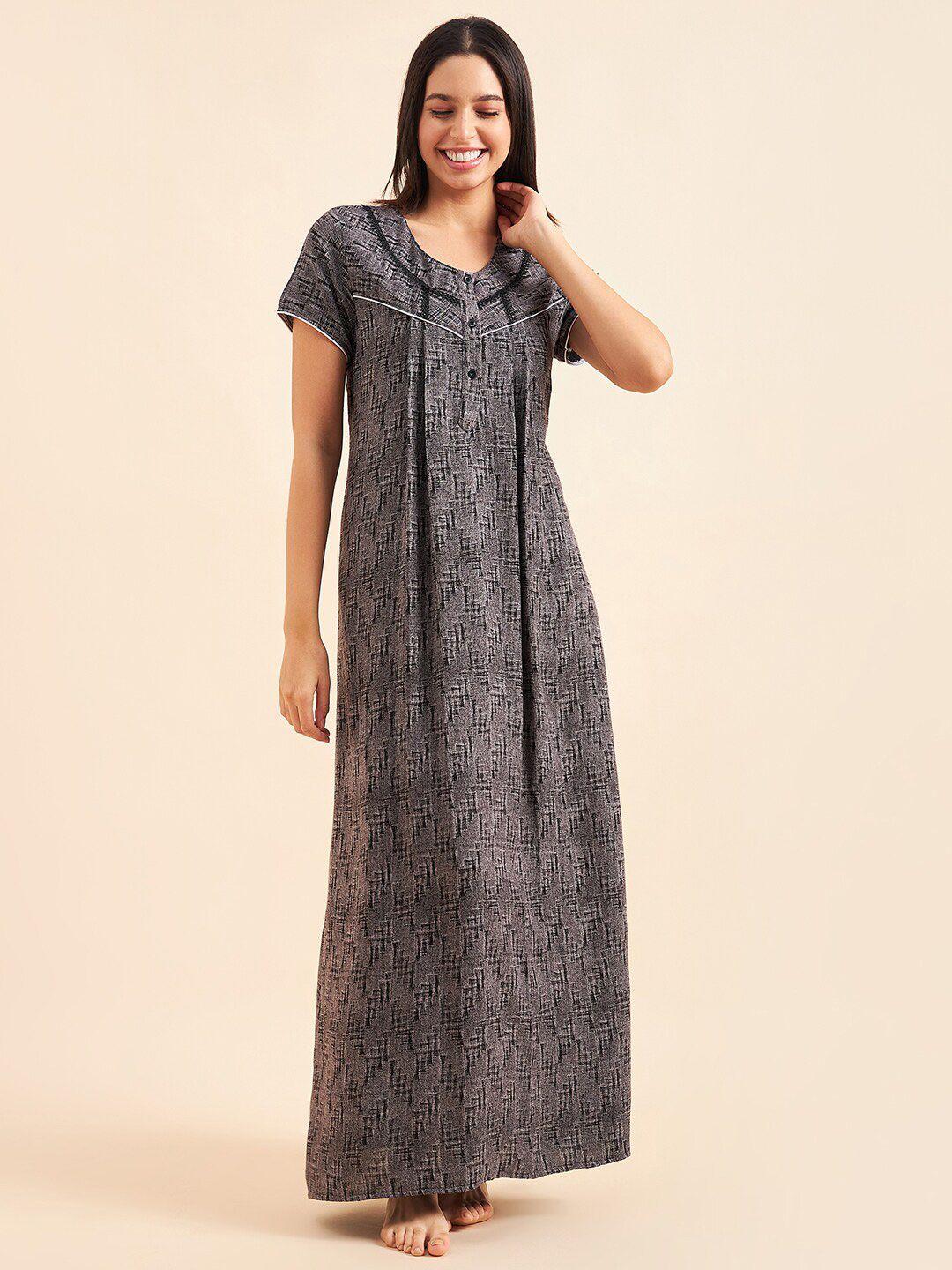 sweet dreams abstract printed cotton maxi nightdress