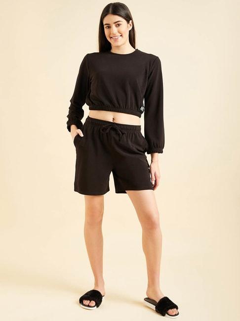 sweet-dreams-black-cotton-crop-top-with-shorts