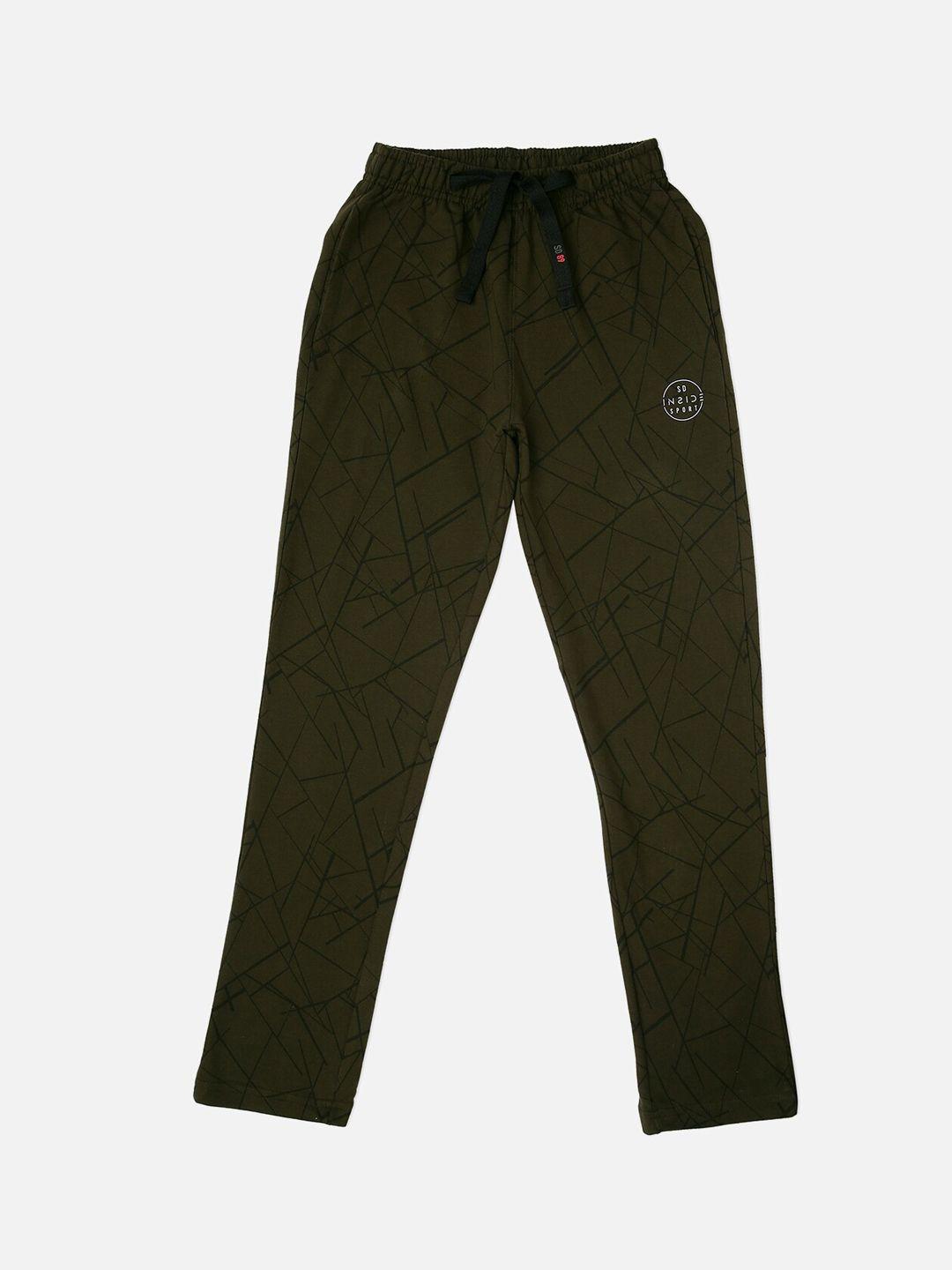 sweet dreams boys olive-green solid cotton track pant