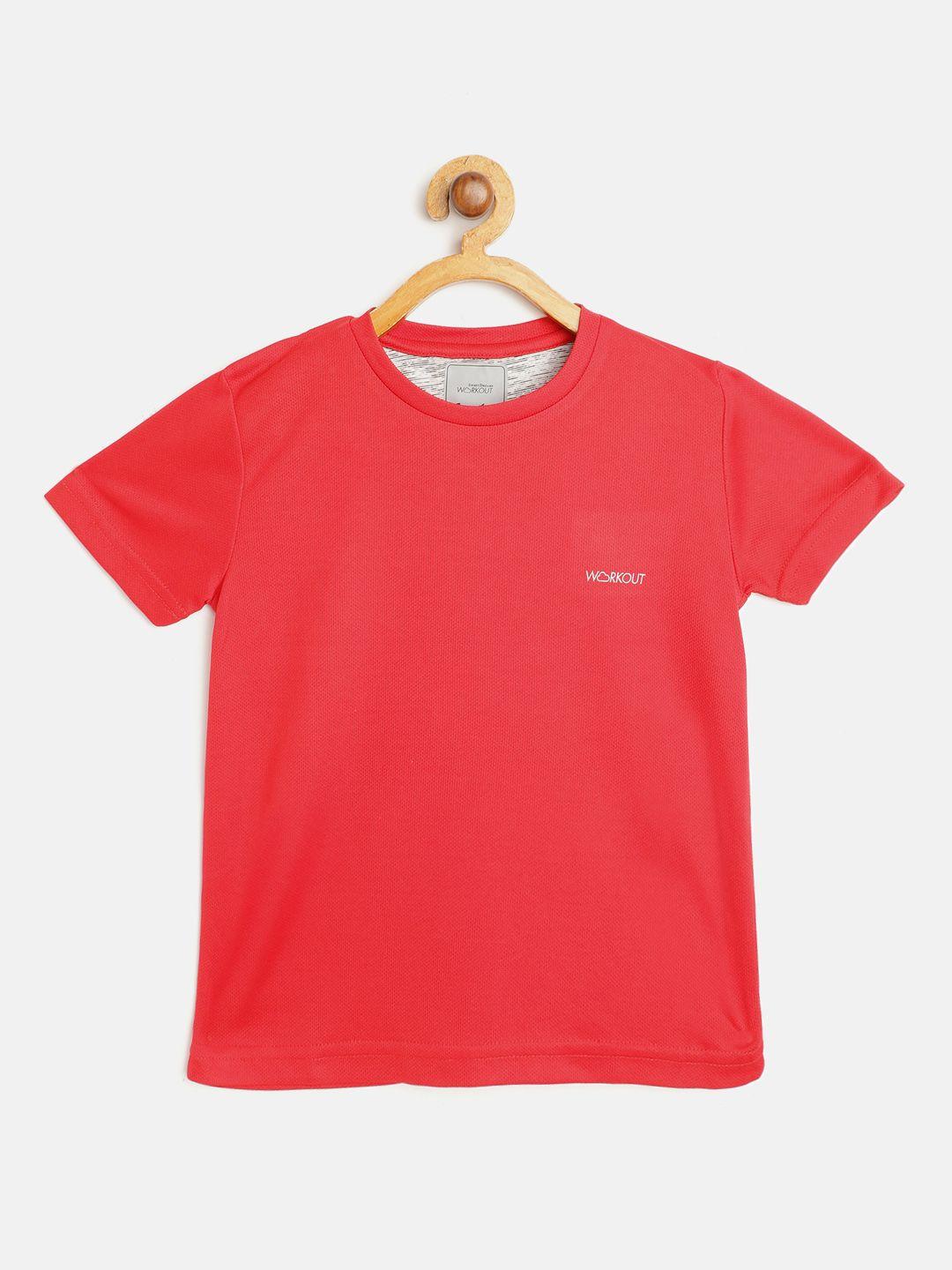 sweet dreams boys red solid round neck workout t-shirt