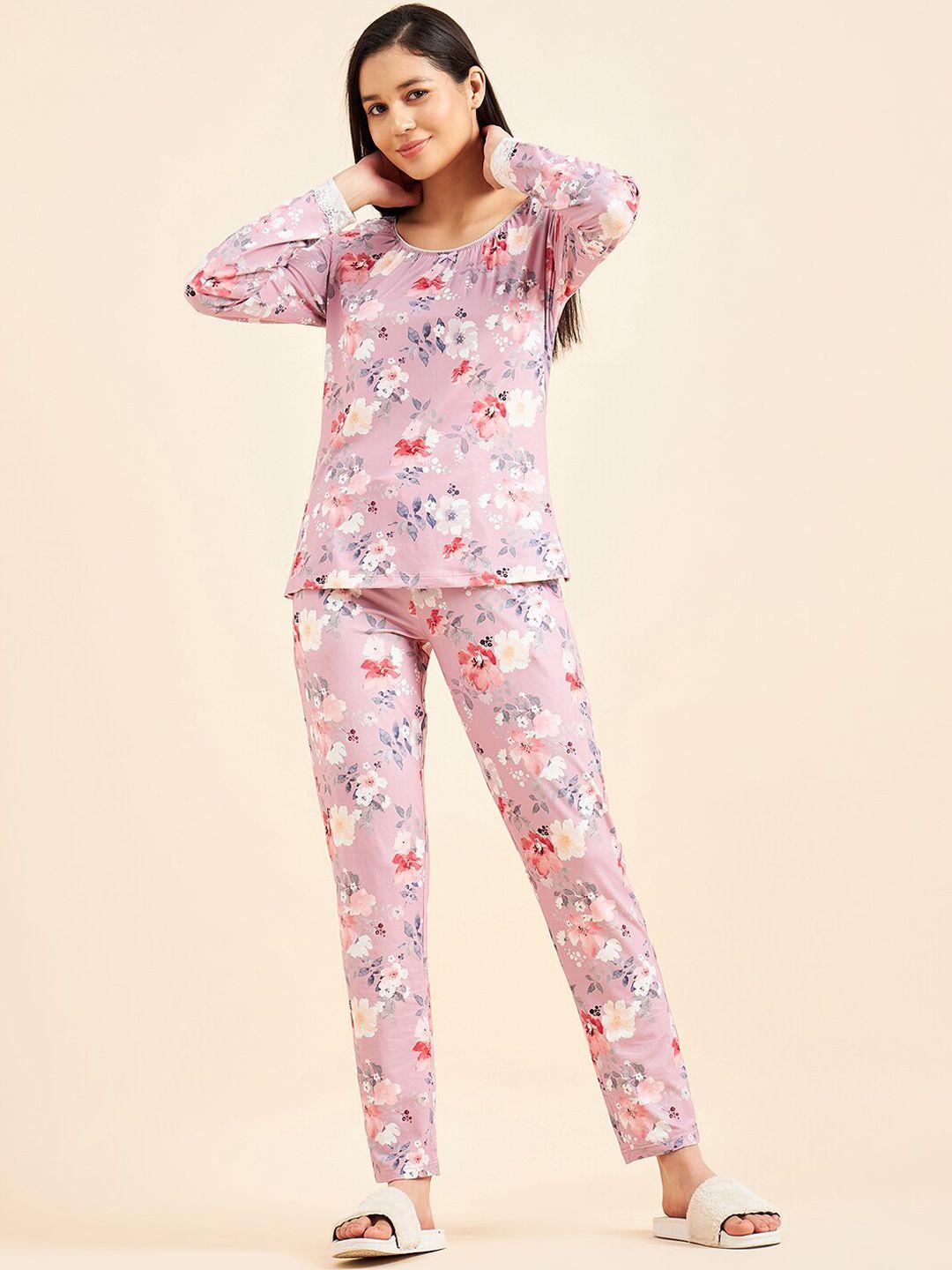 sweet dreams floral printed night suit