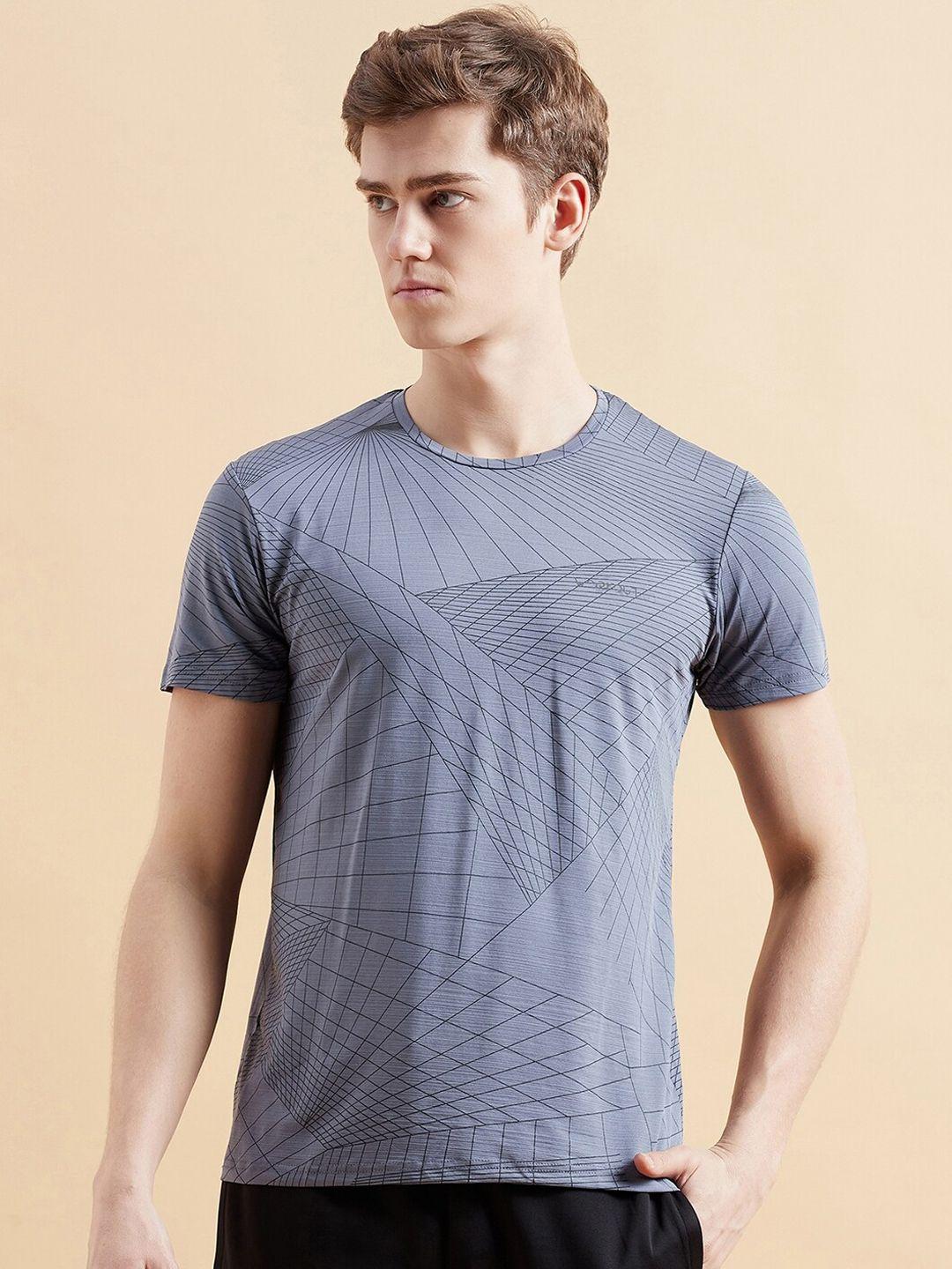 sweet dreams grey geometric printed dry-fit sports t-shirt
