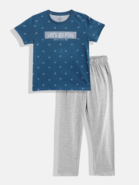sweet dreams kids blue & grey printed t-shirt with pyjamas