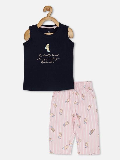 sweet-dreams-kids-navy-&-pink-printed-top-with-capri