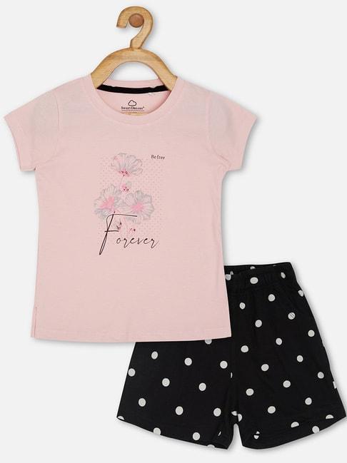 sweet dreams kids soft pink & black cotton floral print top set