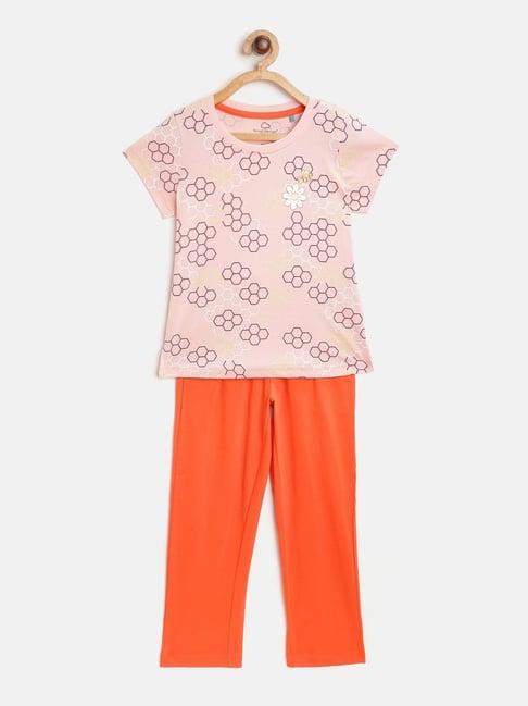 sweet dreams kids soft pink cotton printed t-shirt set