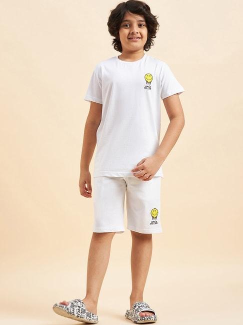 sweet dreams kids white solid t-shirt with shorts