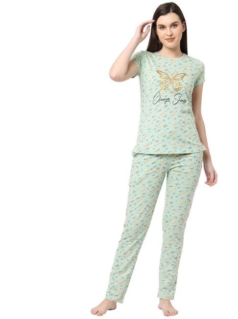 sweet dreams light green printed pajama set