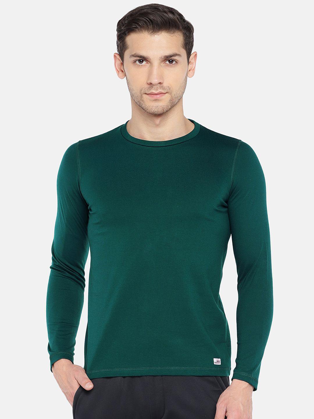 sweet dreams men green solid round neck t-shirt
