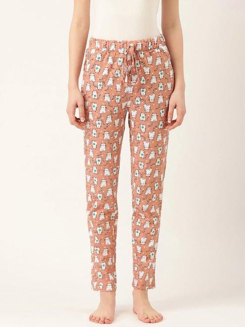 sweet dreams peach & white printed  pyjamas