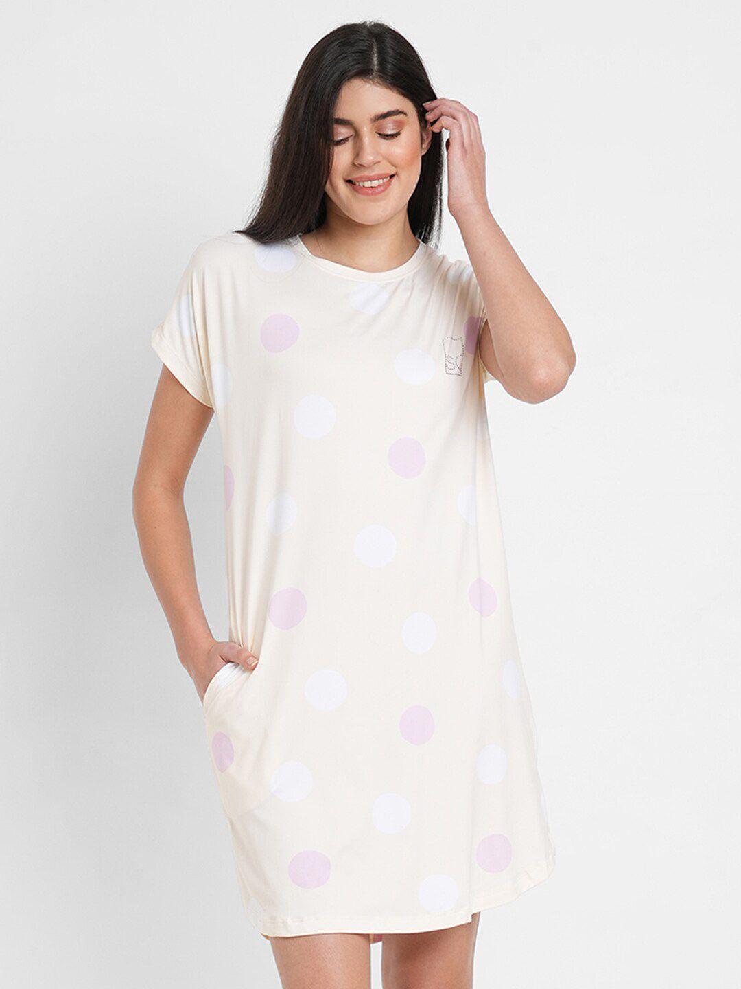 sweet dreams polka dots printed nightdress