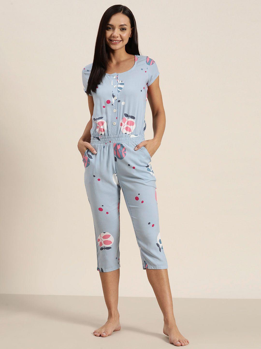 sweet dreams printed lounge capri jumpsuit