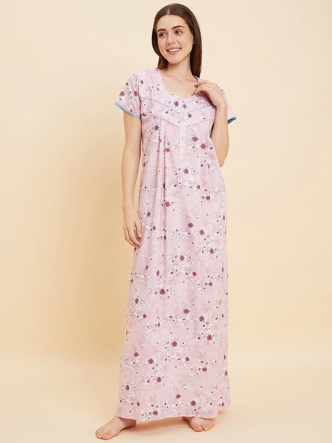 sweet dreams rose floral printed pure cotton maxi nightdress