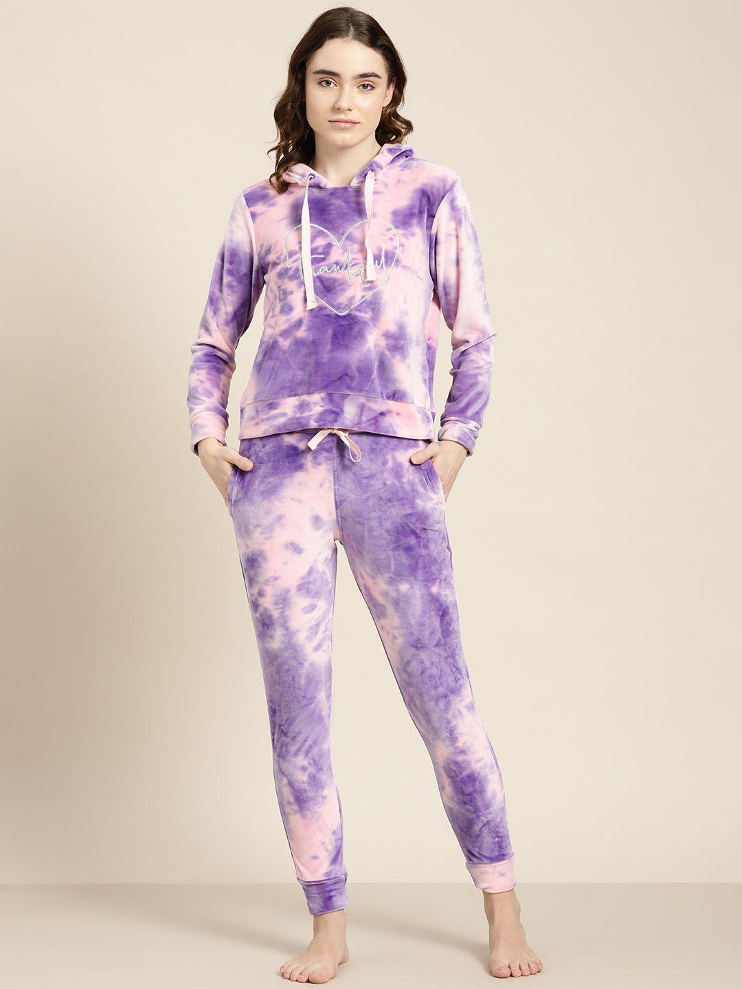 sweet dreams velvet finish dyed pyjama set