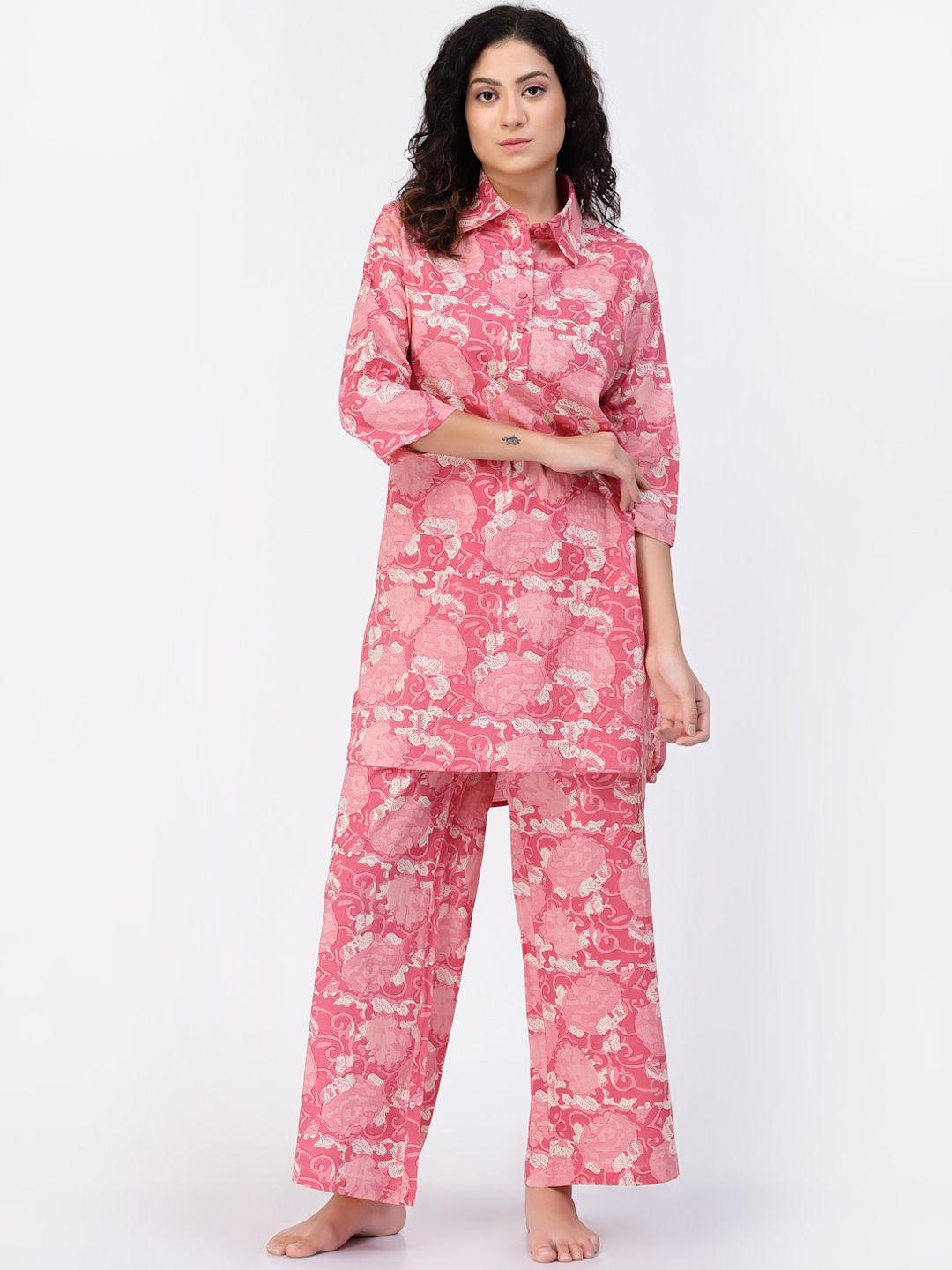 sweet dreams women pink printed night suit