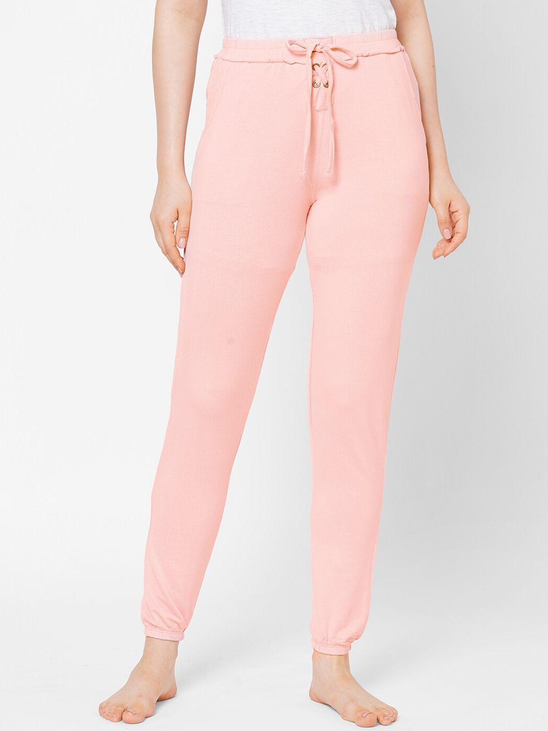 sweet dreams women pink solid cotton lounge pants