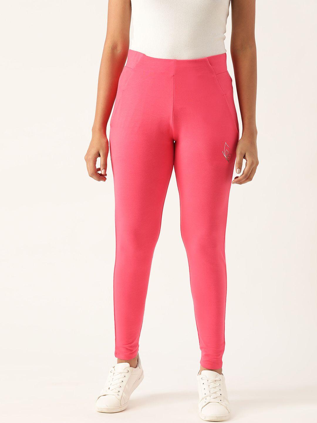 sweet dreams women pink solid fitted training track pants