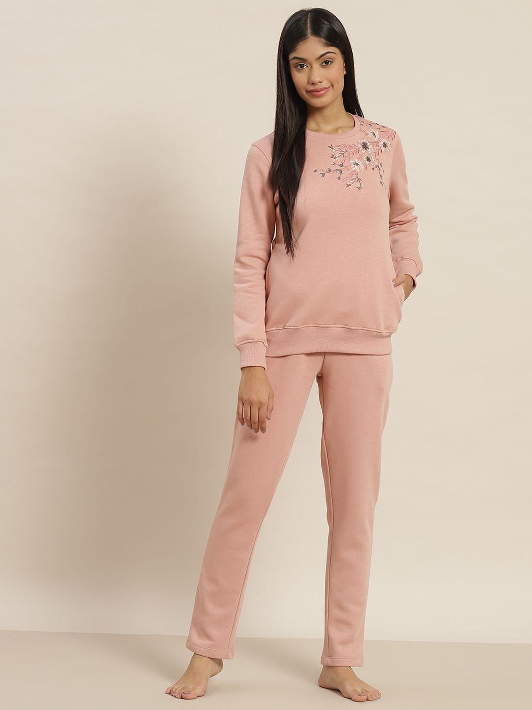 sweet dreams women pink solid pyjama set