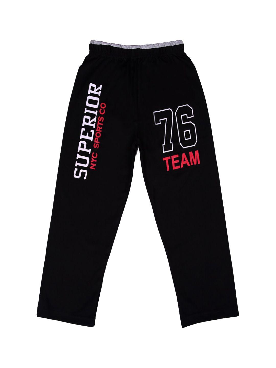 sweet angel boys black printed cotton track pant