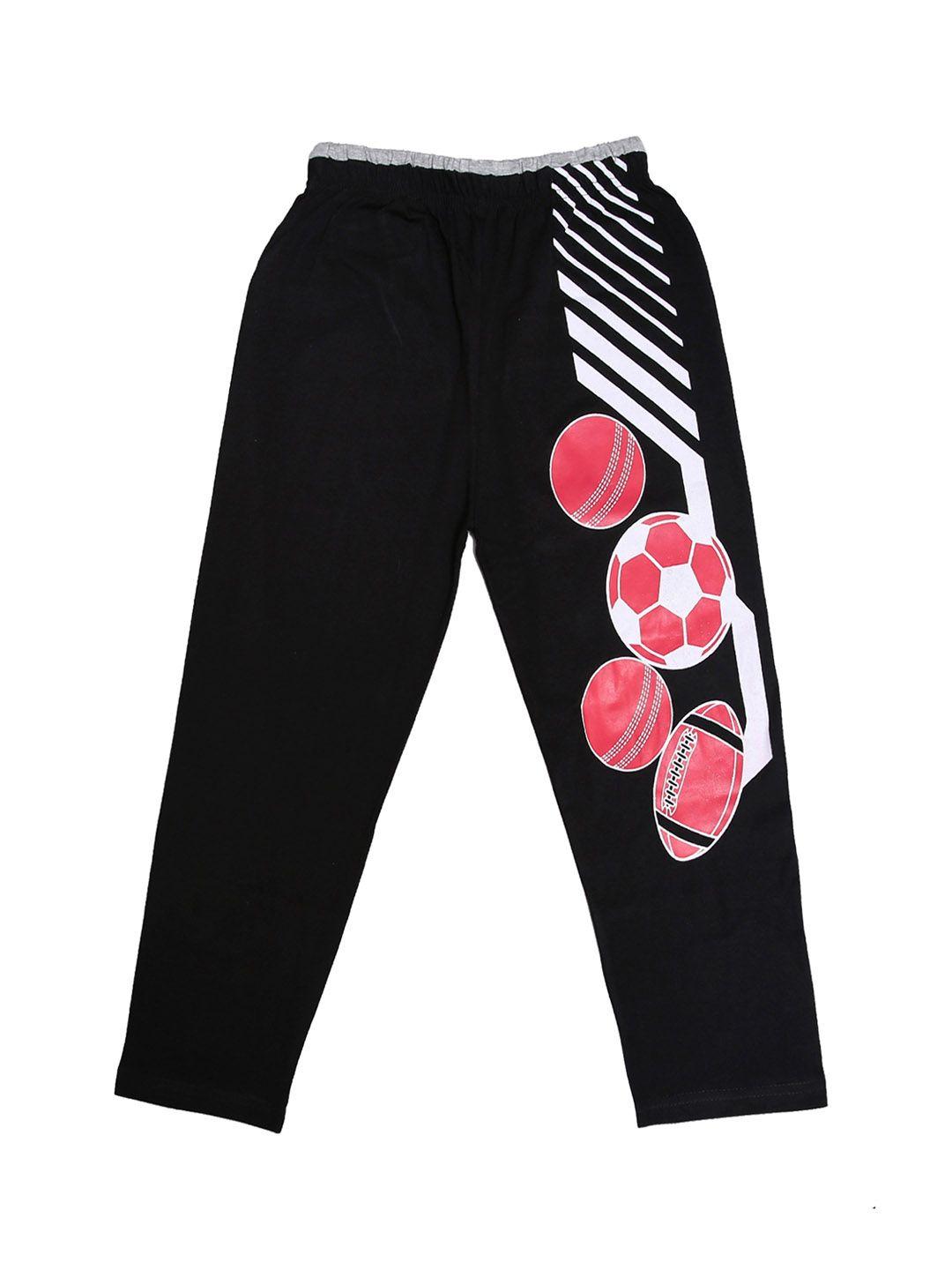 sweet angel boys black printed straight-fit track pants