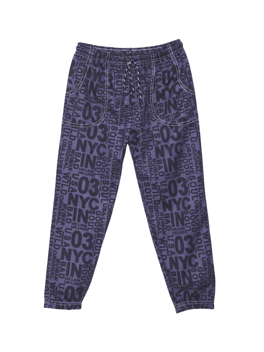 sweet angel boys blue printed straight-fit joggers