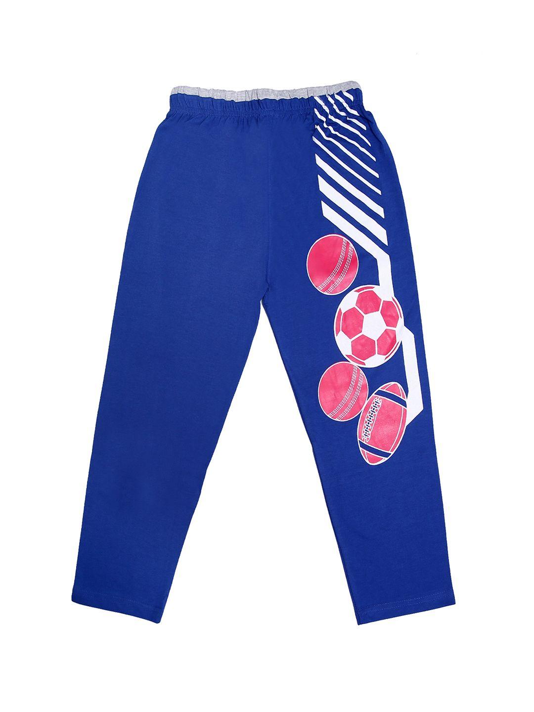 sweet angel boys blue printed straight-fit track pants