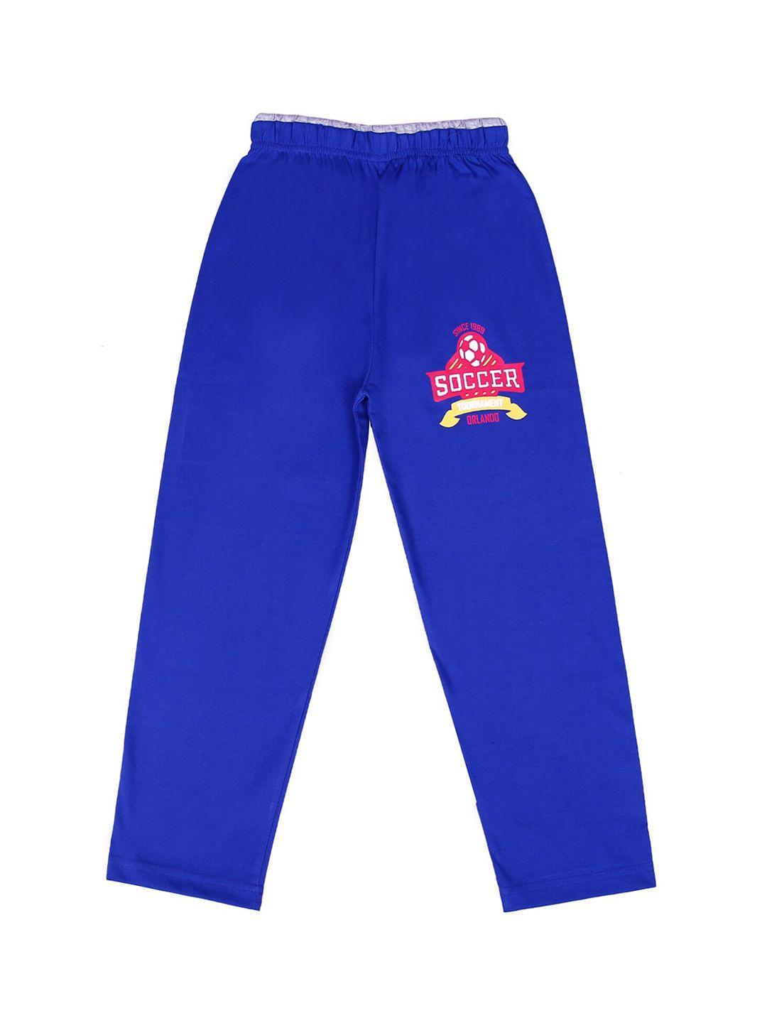 sweet angel boys blue solid pure cotton relaxed-fit track pants