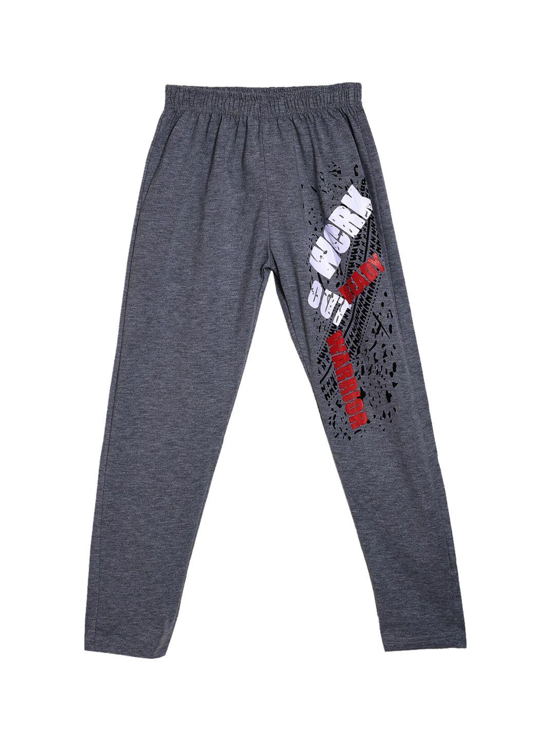 sweet angel boys charcoal solid pure cotton straight-fit track pants