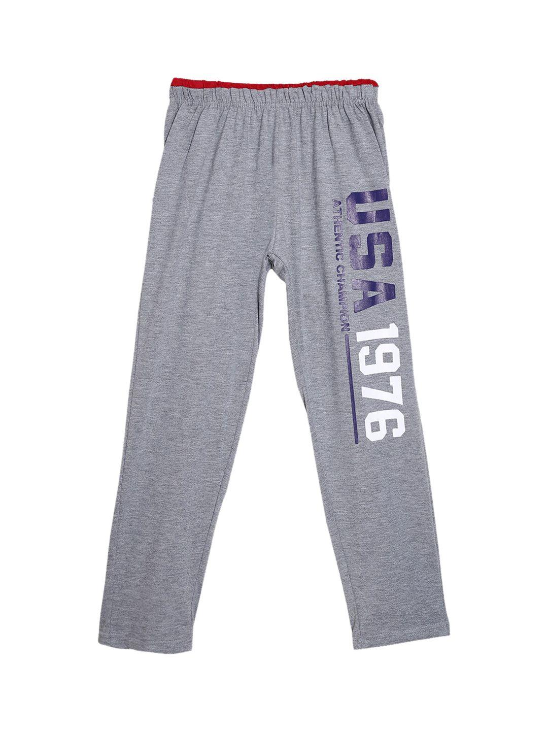 sweet angel boys grey melange solid relaxed-fit pure cotton track pants