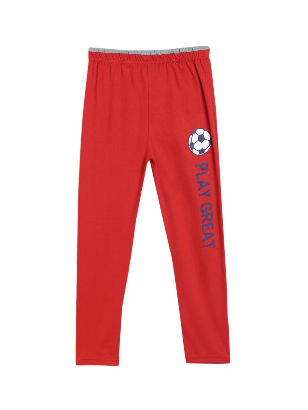 sweet angel boys red printed relaxed-fit pure cotton track pants