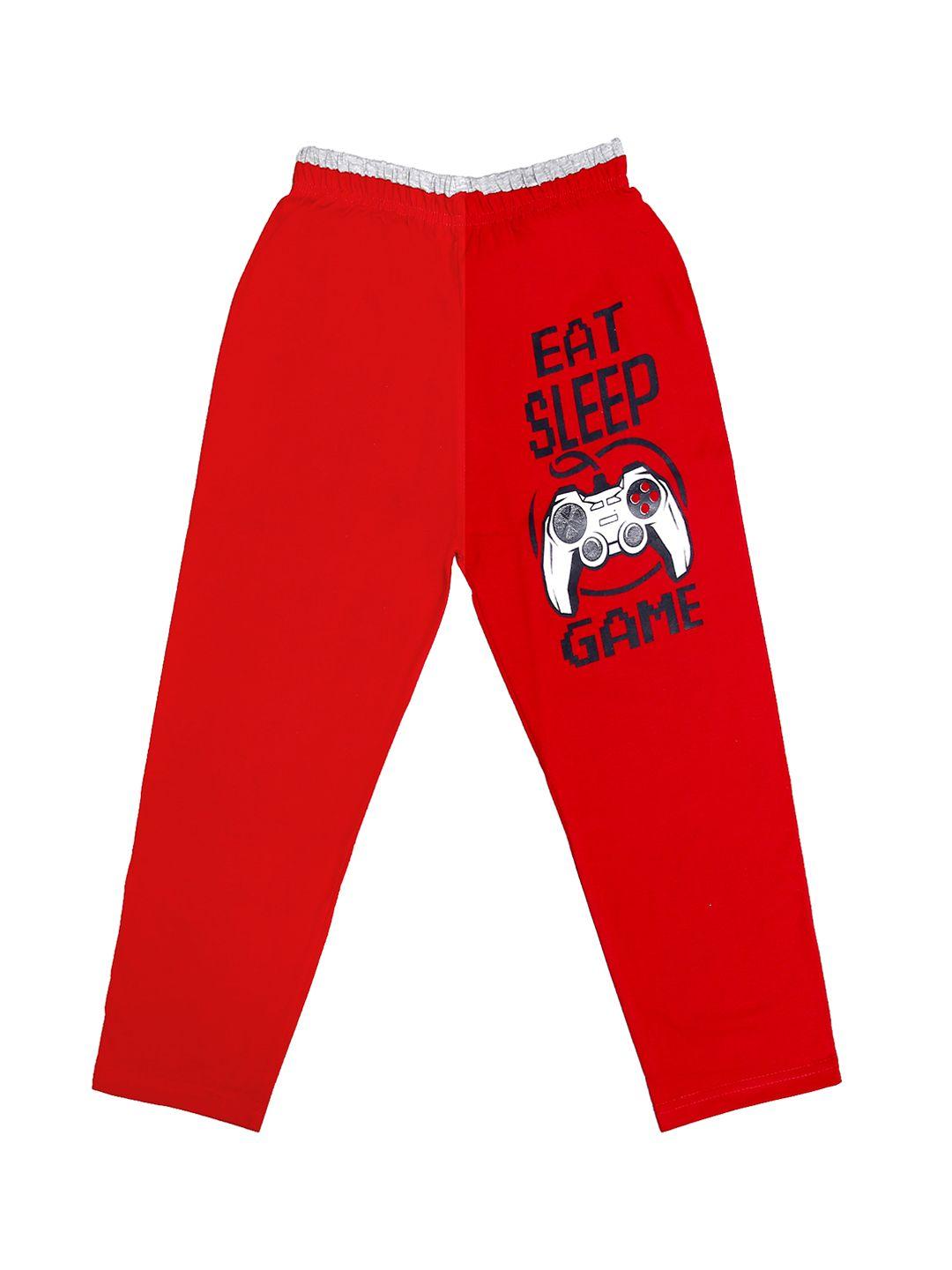 sweet angel boys red printed straight-fit track pants