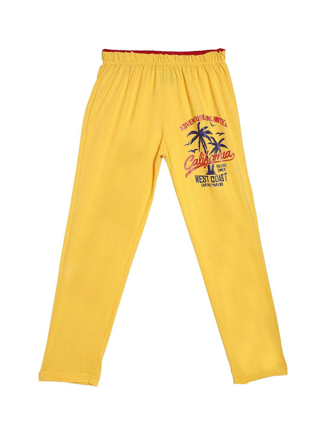 sweet angel boys yellow & red printed straight-fit pure cotton track pants