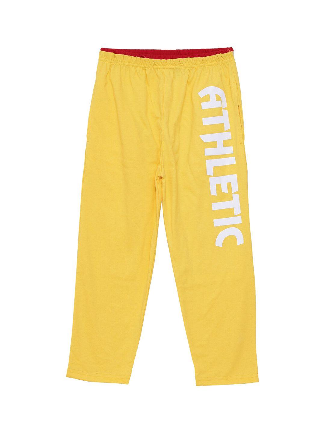 sweet angel boys yellow & white solid straight-fit track pants