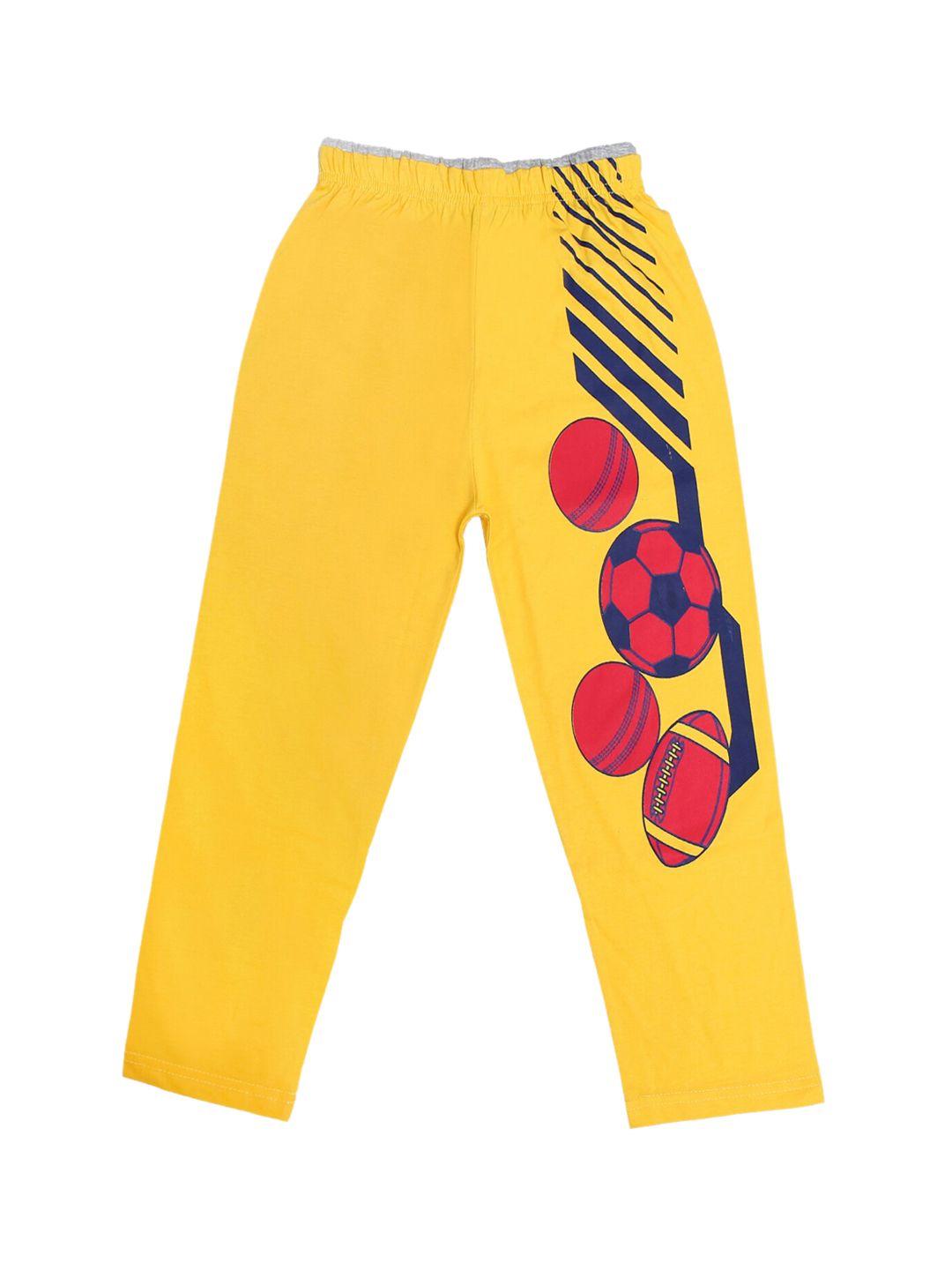 sweet angel boys yellow printed pure cotton relaxed-fit track pant