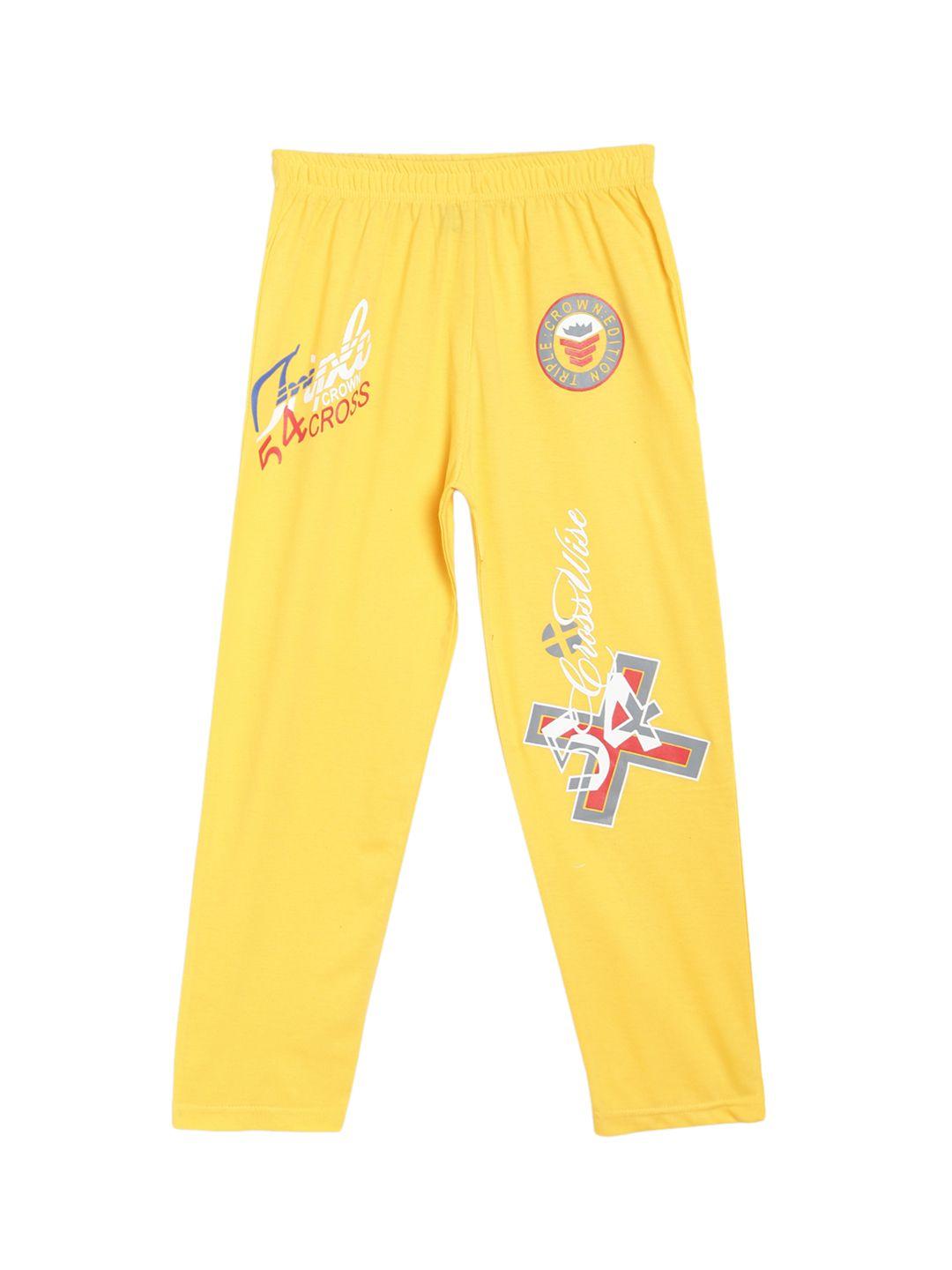 sweet angel boys yellow printed straight-fit track pants